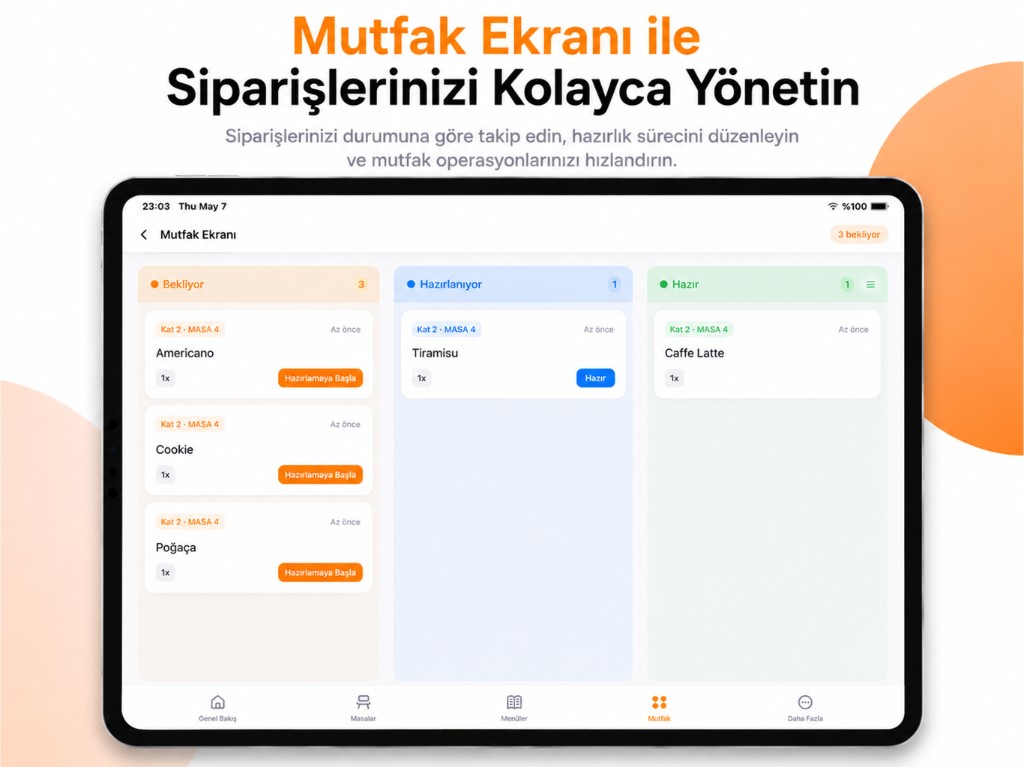 Orderix mutfak ekranı